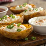 Crispy potato skins with cottage cheese in an air fryer recipe