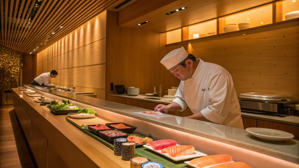 a cozy high end sushi restaurant in new york city