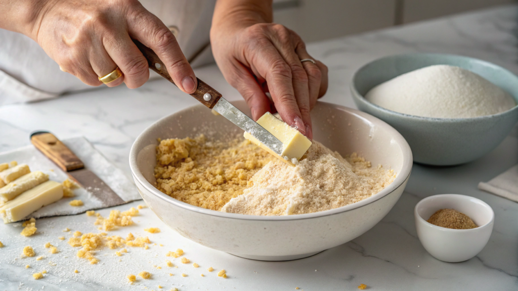 an action shot of hands using a pastry cutter to