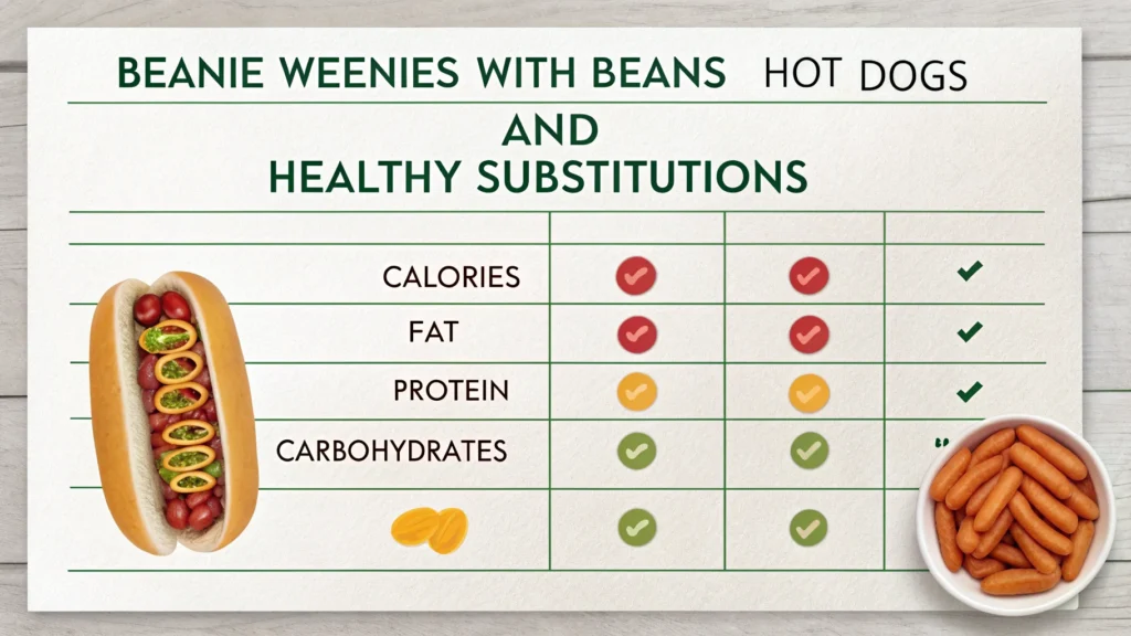 Calorie chart for beanie weenies showing ingredient breakdown