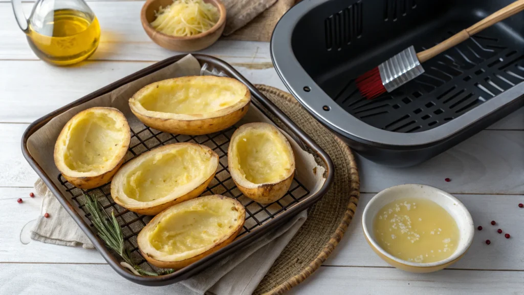 Preparing potato skins for air fryer recipe