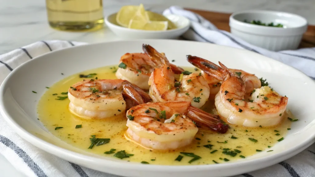 Pan-Seared Black Tiger Shrimp with Garlic Butter