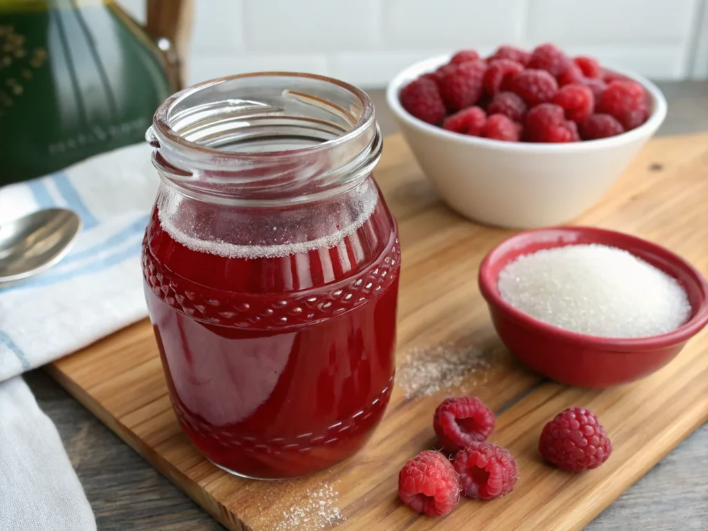 a close up of a glass jar filled with homemade ras2