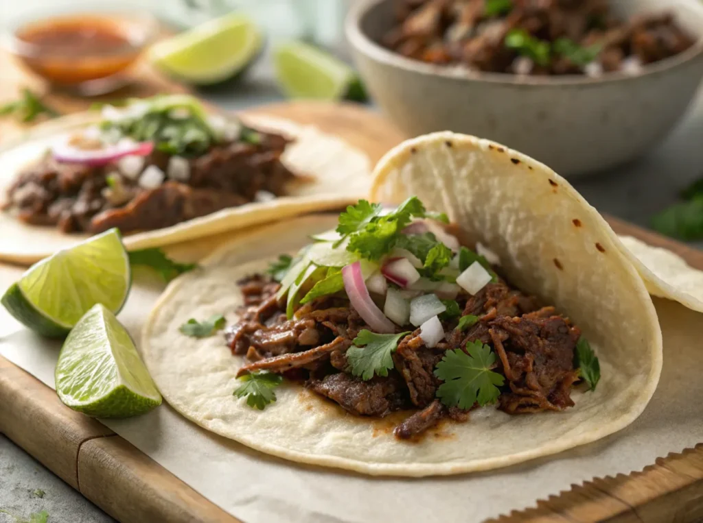 a close up of slow cooked shredded beef cheek bar