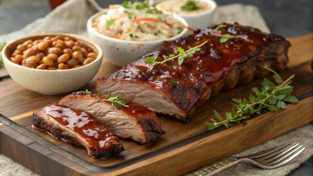 Smoked baby back ribs on a pellet smoker