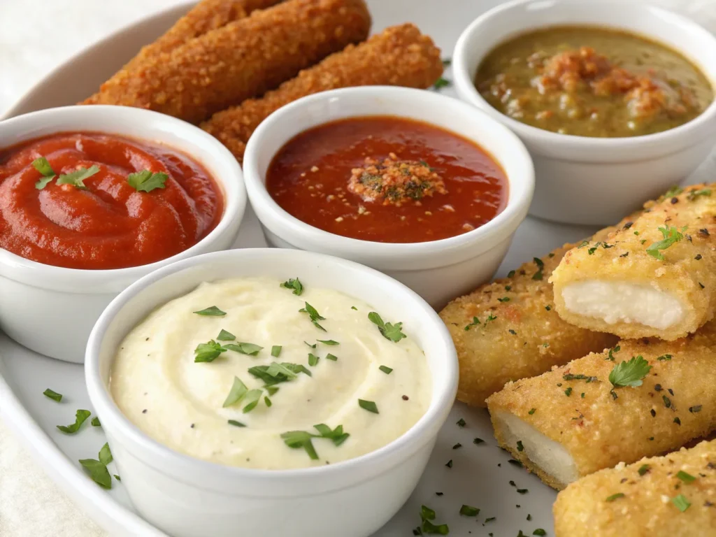 an assortment of dipping sauces in small bowls in