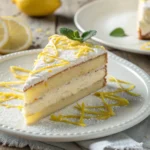 Limoncello mascarpone cake with lemon zest and powdered sugar